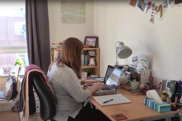 A student studying at their student LU Accommodation