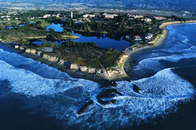 Aerial view of the Santa Barbara campus. Photo.