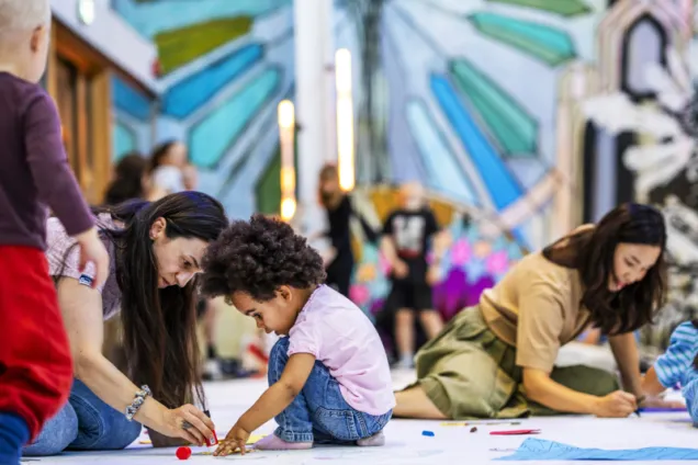 Parents and children being creative at Skissernas Museum. Photo: Johan Persson.