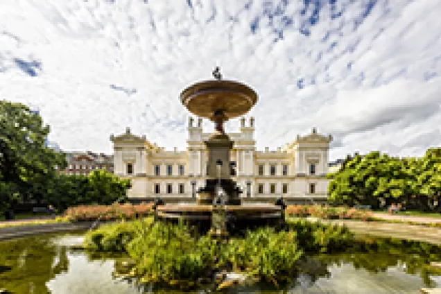 the main university building in summer