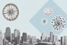 Illustration of a city and bacteria