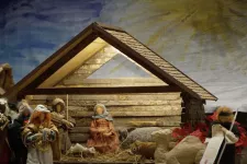 Christmas stable set up in church