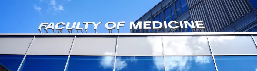 The Forum Medicum building with a Faculty of Medicine sign. Photo: Agata Garpenlind.