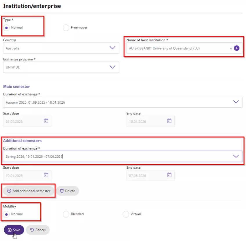 Institution/enterprise in SoleMove. Screenshot.